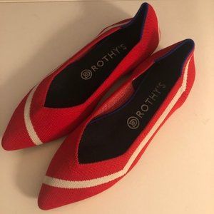 Rothy's retired red point flats with white stripe